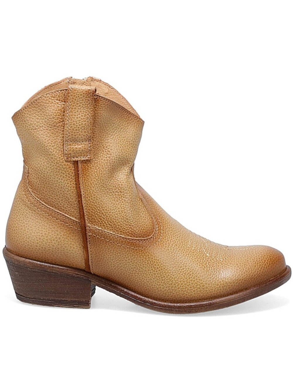 Miz Mooz Carlitos Dust Brown Leather Cowboy Western Zip Booties Size 37, 6.5-7